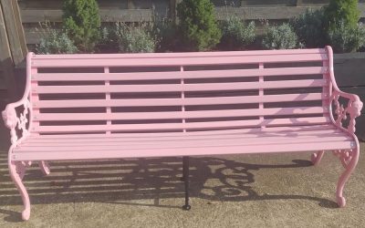 Newly Restored Pink Garden Bench