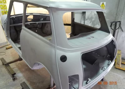 Mini Cars Body Parts Coating And Blasting Back Closeup View
