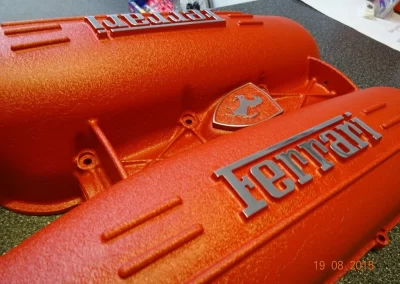 Ferrari Powder Coated Cam Covers Vehicle Part Closeup